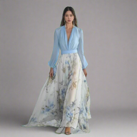 Giselundra | Elegantes Boho-Vintage Maxi-Kleid für den Sommer – Hellblau