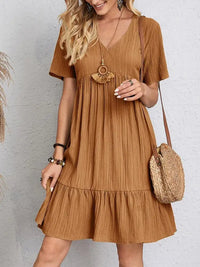Sophie Casual Kleid | Stilvolles Sommer-V-Ausschnitt-Minikleid – Braun