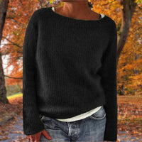 Gemütlicher Strickpullover – Mühelose Wärme mit Entspanntem Charme – Schwarz
