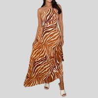 Varhilda | Fließendes Kleid mit Print – Zebramuster