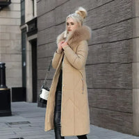 Saytricia | Stylischer Mantel mit Kunstfell – Khaki