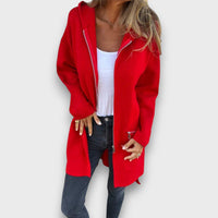Junira – Langer Cardigan mit Reißverschluss – Rot
