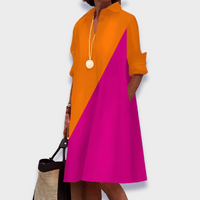 Celeste | Polo Kragen Midikleid – Orange/Rosa