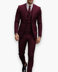 Herren Anzug 3-teilig Slim Fit | Klassisch & Elegant für Hochzeitsgäste – Bordeauxrot