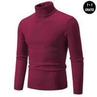 Warmer Strickpullover mit Rollkragen - ENZO – Rot