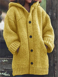 Sayelle | Lange, übergroße Strickjacke mit Kapuze – S