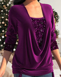 Prescilla - Langes Sequin Bluse – Lila