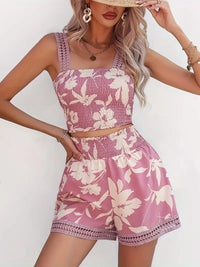 Ruby | Top & Shorts mit Blumenmuster – Hellviolett