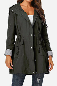 Vythelora | Wasserdichte gestreifte Windbreaker-Regenjacke mit Kapuze – DunkelGrau