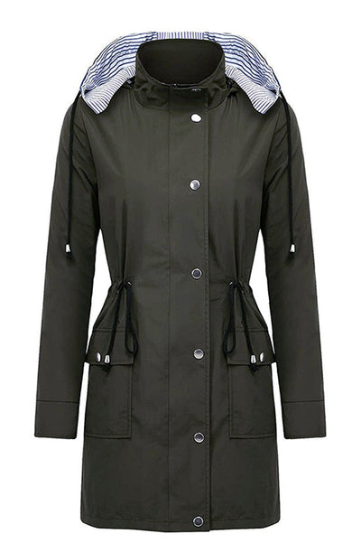 Vythelora | Wasserdichte gestreifte Windbreaker-Regenjacke mit Kapuze