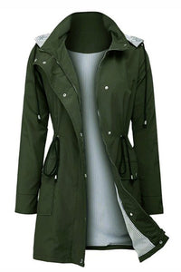 Vythelora | Wasserdichte gestreifte Windbreaker-Regenjacke mit Kapuze – Oliv