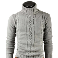 Klassischer Rollkragenpullover aus Zopfmuster für Herren – Grau