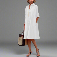 Sandrine™ | Elegantes Freizeit-Polokleid – Weiß