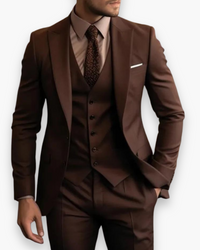 Herren Anzug 3-teilig Slim Fit | Klassisch & Elegant für Hochzeitsgäste – Schokoladenbraun