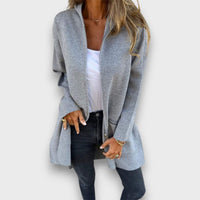 Junira – Langer Cardigan mit Reißverschluss – Grau