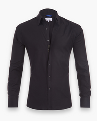Herren Modisches Zip Fit Hemd | Elegant – Schwarz