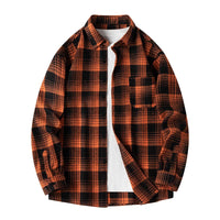 Ryder | Herren Flanellhemd Kariert Langarm Relaxed Fit Herbst – Orange