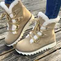 Winterschuhe Damen | Mit Schnürung Und Plateausohle Stiefel – Beige