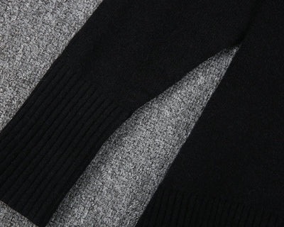 Komina | Schwarzer Einfarbiger Langärmeliger Pullover mit Hohem Ausschnitt