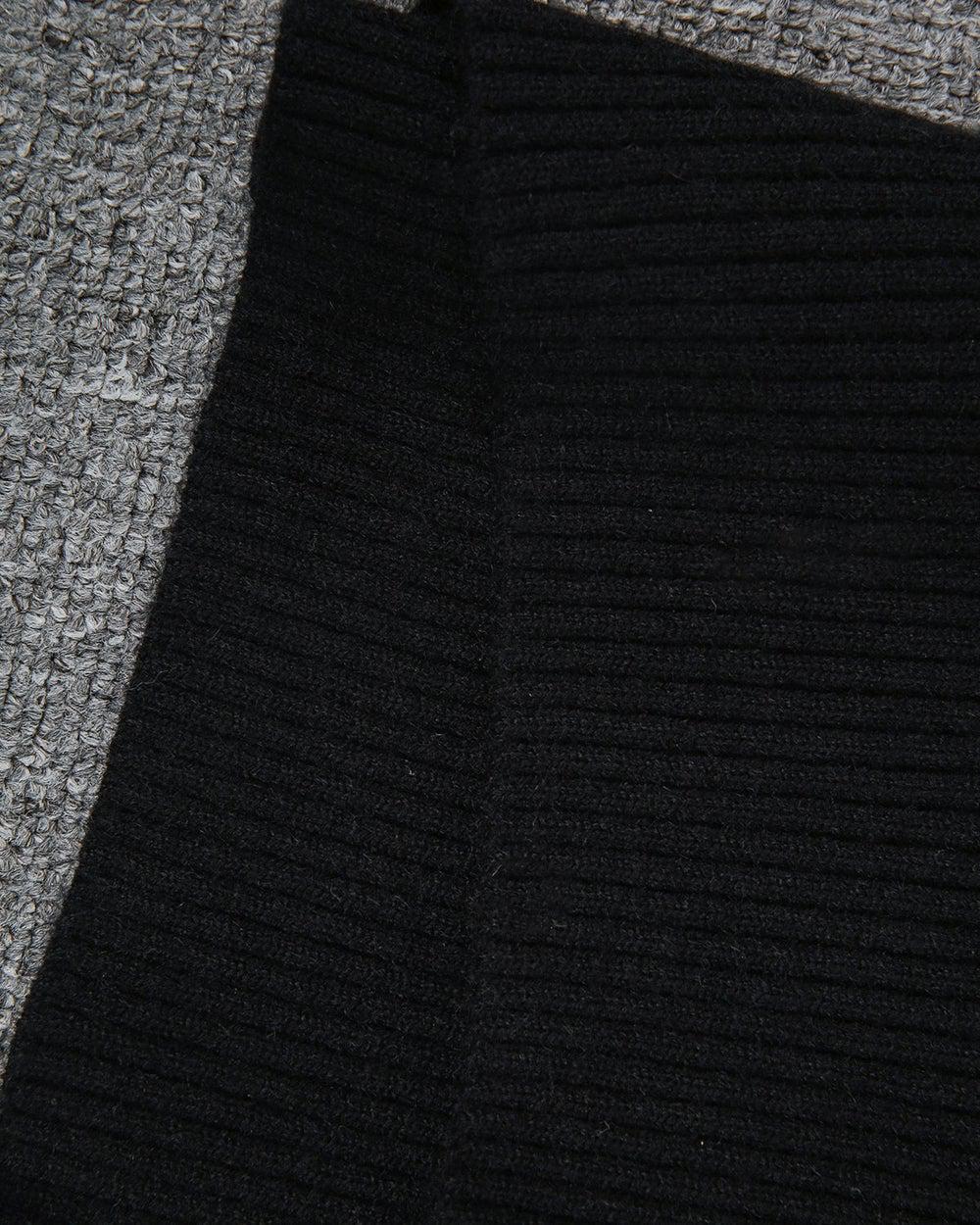 Komina | Schwarzer Einfarbiger Langärmeliger Pullover mit Hohem Ausschnitt