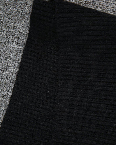 Komina | Schwarzer Einfarbiger Langärmeliger Pullover mit Hohem Ausschnitt