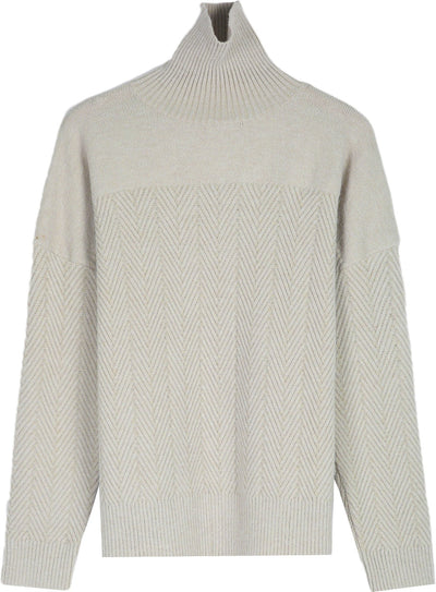 Korivis | Langärmeliger Chevron-Pullover mit Hohem Ausschnitt