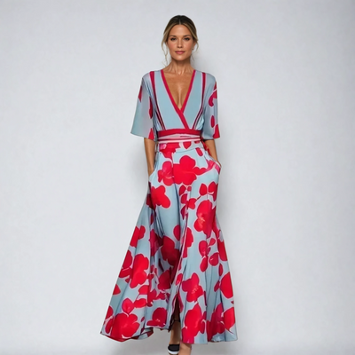 Amara | Klassisches Blumenmaxikleid