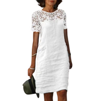 Yolanda | Kurzärmeliges Kleid für Frauen – Weiß