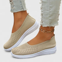 Lara | Damen Strick Ballerinas Slip-On Leicht Komfort Alltag Modern – Aprikose