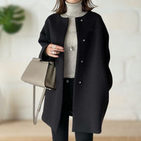 Trude - Mittellanger Mantel – Schwarz