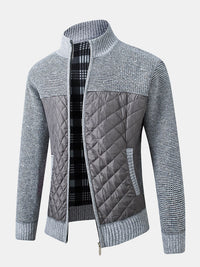Herren Strickjacke | Karomuster und Frontverschluss – Hellgrau