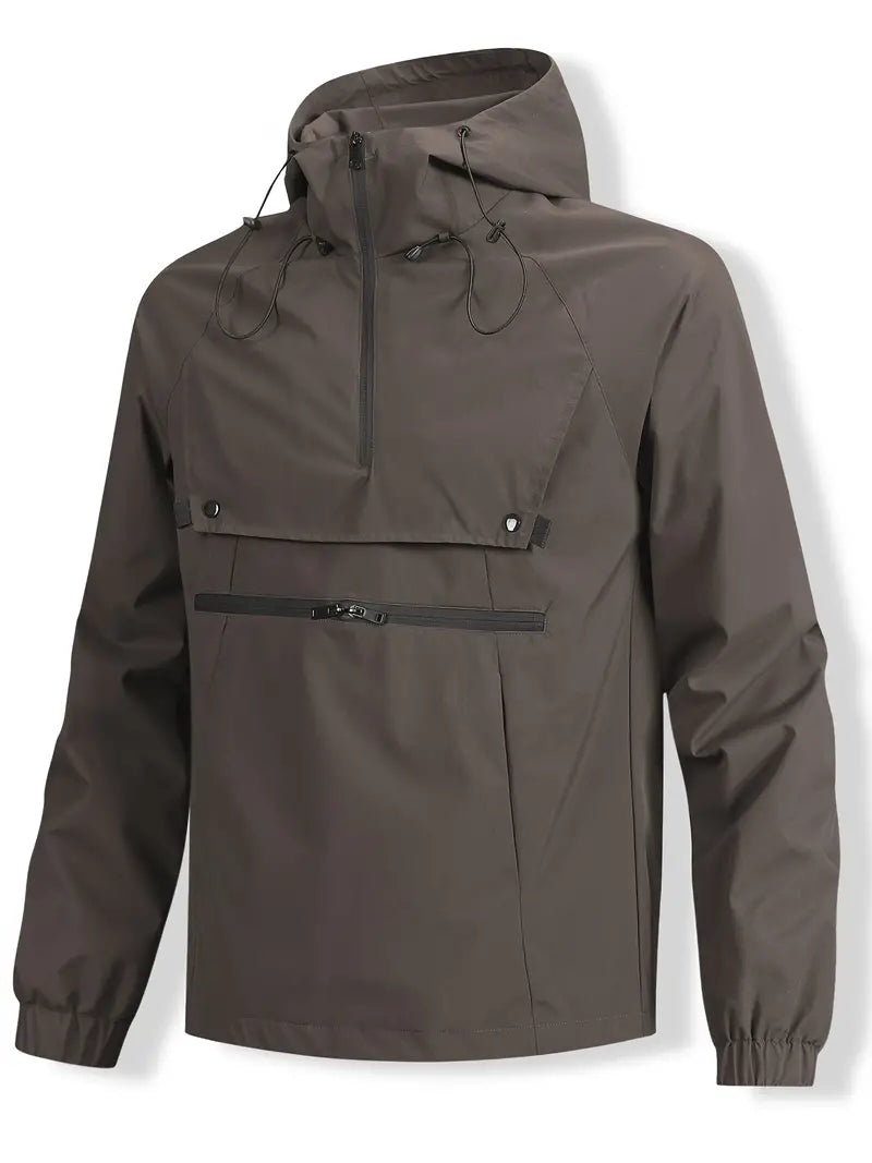 Shileya | Winddichte Jacke mit Kapuze und halbem Reißverschluss für Männer in einer Farbe