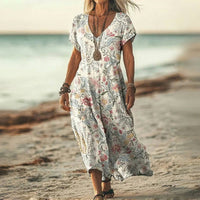 Benita – Vintage Blumenmuster Kleid – Multicolore
