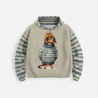 Damen Hoodie mit Hundemotiv und Kapuze – Blau