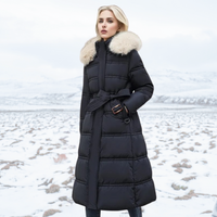 Jacqueline - Elegante Winterjacke für Damen – Schwarz mit beigem Kragen