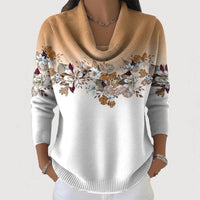 Lena | Damen Pullover mit Blumen stilvoll & zeitlos – Camel