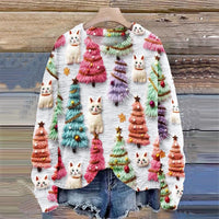 Marion | Katzen Feiertags Pullover – Weiß