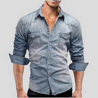 Jeanshemd für Herren – Modernes Denim Freizeithemd für den Sommer – Hellblau