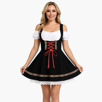 Dirndl kleid mit Spitzendetails für Damen - Oktoberfest 2025 – Schwarz