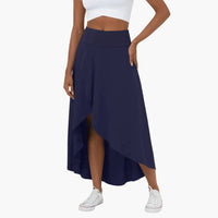 Theresa | Midi-Rock mit Hoher Taille – Schwarz-Diamantblau