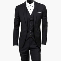 Herrenanzug dreiteilig slim fit für alle Jahreszeiten – Schwarz