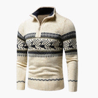 Arne | Herren Pullover mit Viertelreißverschluss – Beige