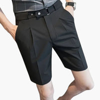 Herren Sommer Shorts mit Bundfalten und Gürtelschlaufen – Schwarz