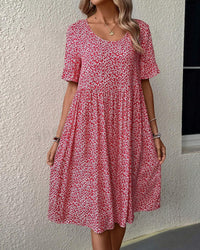 Fleur™ | Elegantes Midikleid mit Blumenmuster – Rot