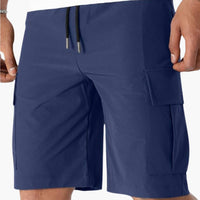 Herren Sommer Cargoshorts mit Kordelzug und Klappentaschen – Marine