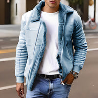 Josh - Dicke und warme Herrenjacke – Blau