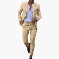 Herren Anzug Zweiteiler aus Wollmischung mit Slim Fit Schnitt – Gelb