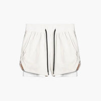 Herren Sportshorts mit Innenshorts und elastischem Bund – Weiß