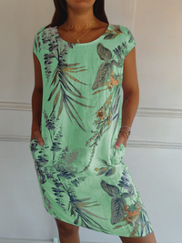 CINDY - GERADES KLEID MIT PRINT – Grün