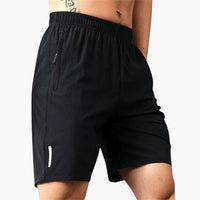 Herren Sommer Shorts aus Ice Silk mit Reißverschlusstaschen – Schwarz